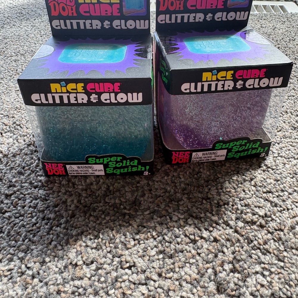 NEE DOH ICE CUBE Glitter & Glow Super Solid Squish - Teal & Purple - Picture 2 of 2
